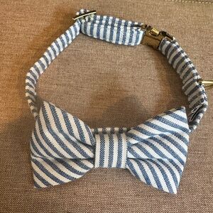 The Foggy Dog Lake Blue Stripe Bow Tie Collar